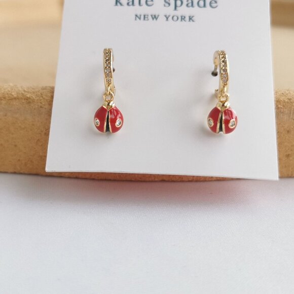 Kate Spade Jewelry - Kate Spade Nature Walk Ladybug Huggie Earrings, Gold Red